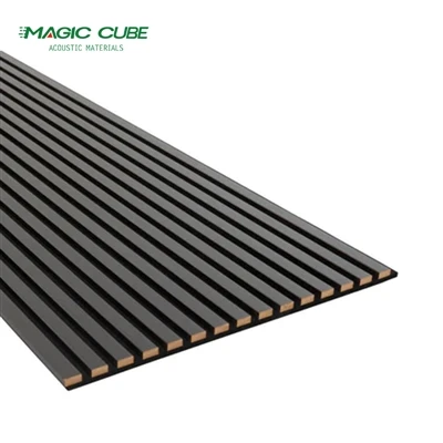 ‌Wood Slat Wall Panels Wood Black Acoustic Felt 2400x600x22mm